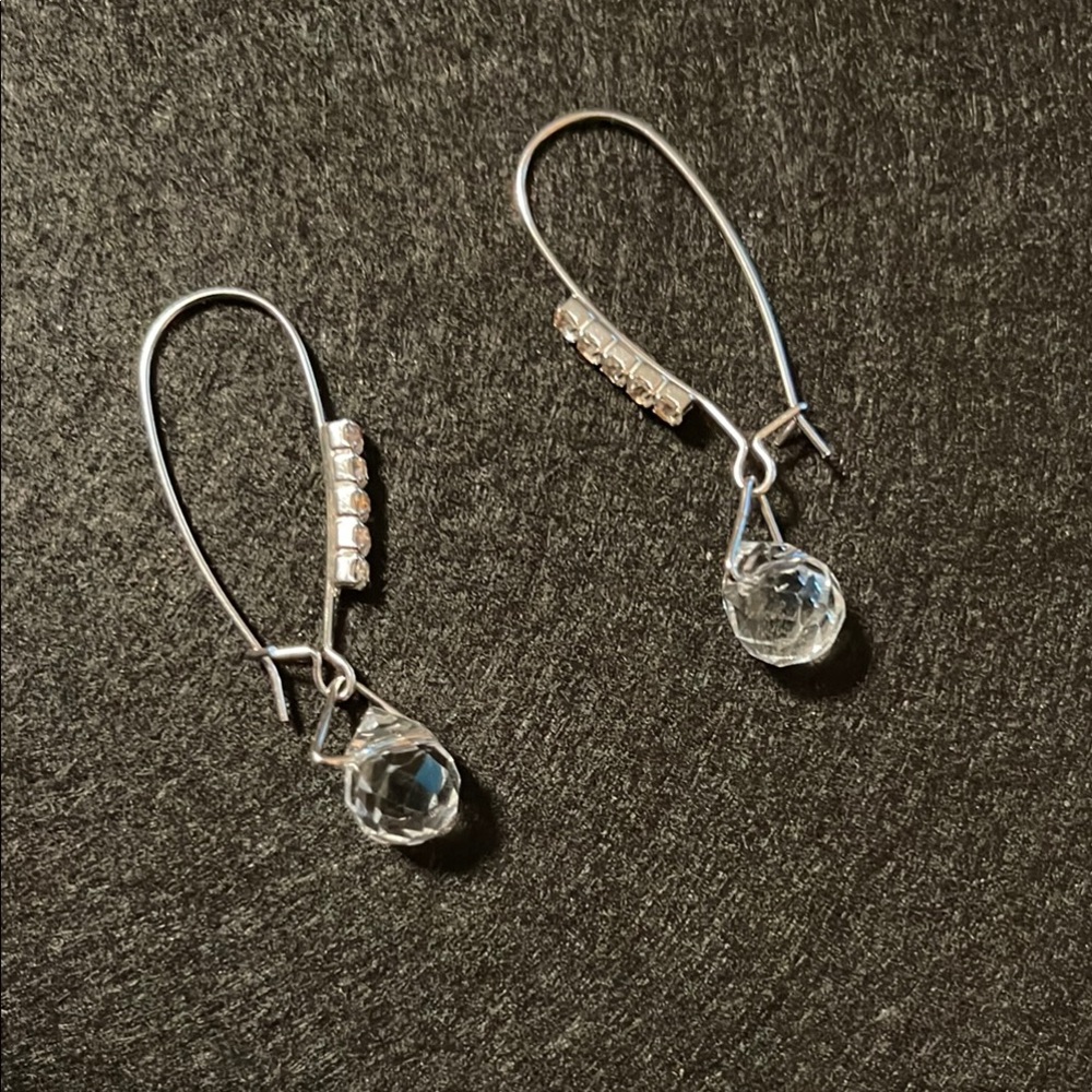 Silver Dangle Earrings with Crystal Gemstone